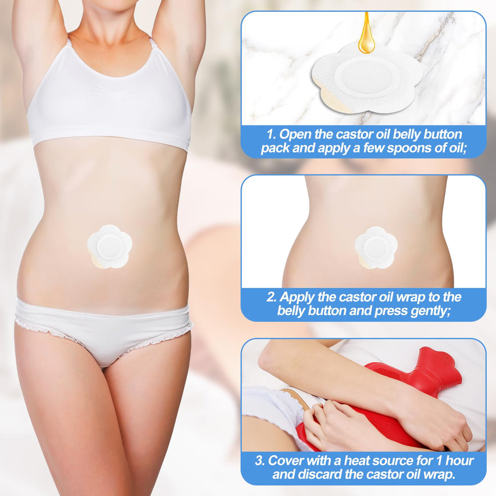 Gosknor castor oil pack with absorbent pad detail for clean use