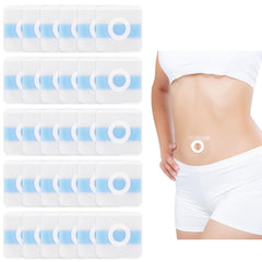 Gosknor patch on belly button provides secure fit and absorption.