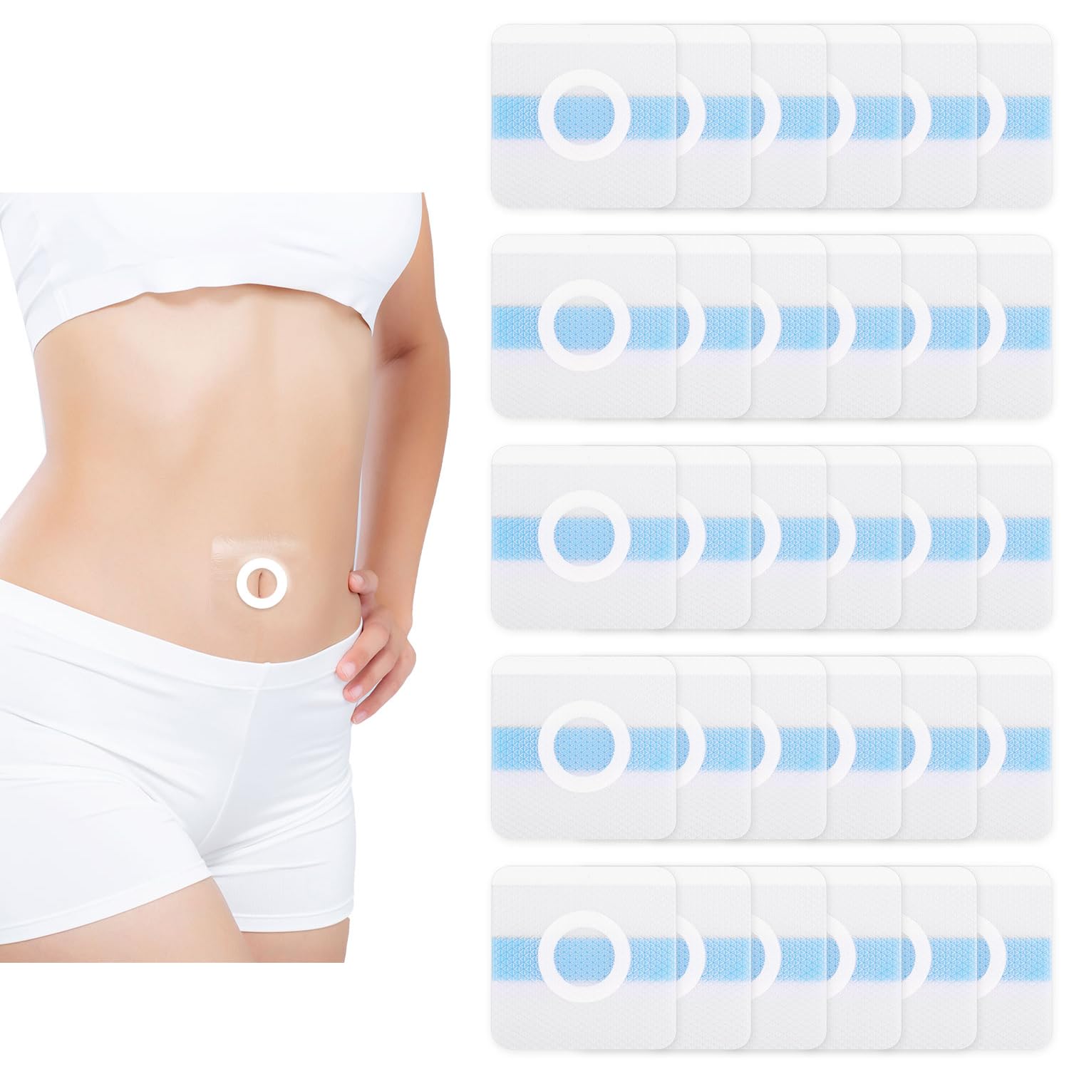 Gosknor castor oil pack wrap close-up with skin-friendly adhesive for mess-free belly use