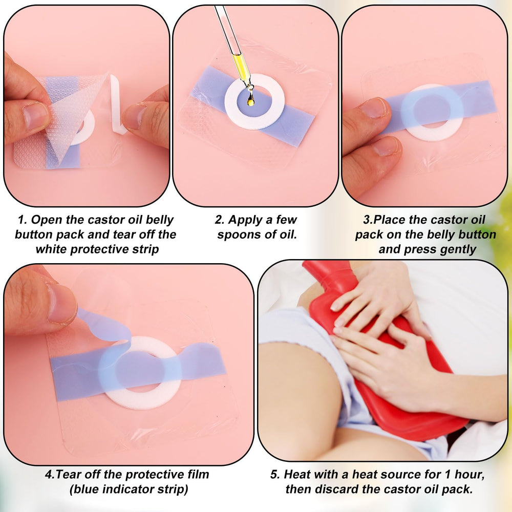 Gosknor castor oil pack wrap self-adhesive setup for quick patch application
