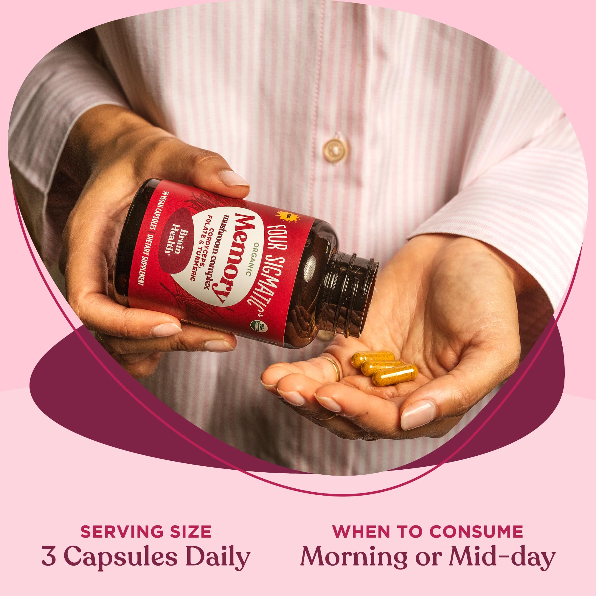 Four Sigmatic Memory Capsules gotu-kola close-up emphasizing traditional adaptogen use.