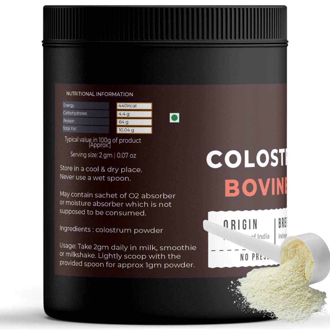 Govedic Colostrum Powder pack front shows grass-fed sourcing.