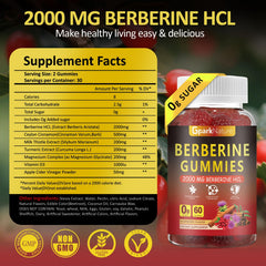 GparkNature Berberine Gummies ingredient pack features berberine, cinnamon, turmeric for energy metabolism.