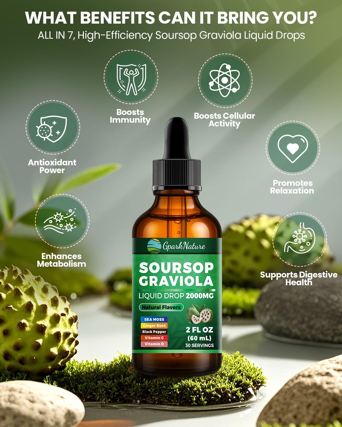 GparkNature Soursop Drops ingredients and natural herbs