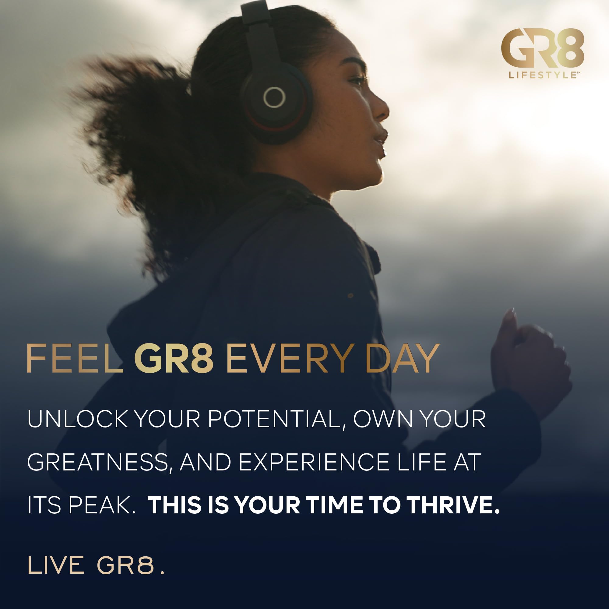 GR8 LIFESTYLE Acceler8 branding and premium packaging on display.