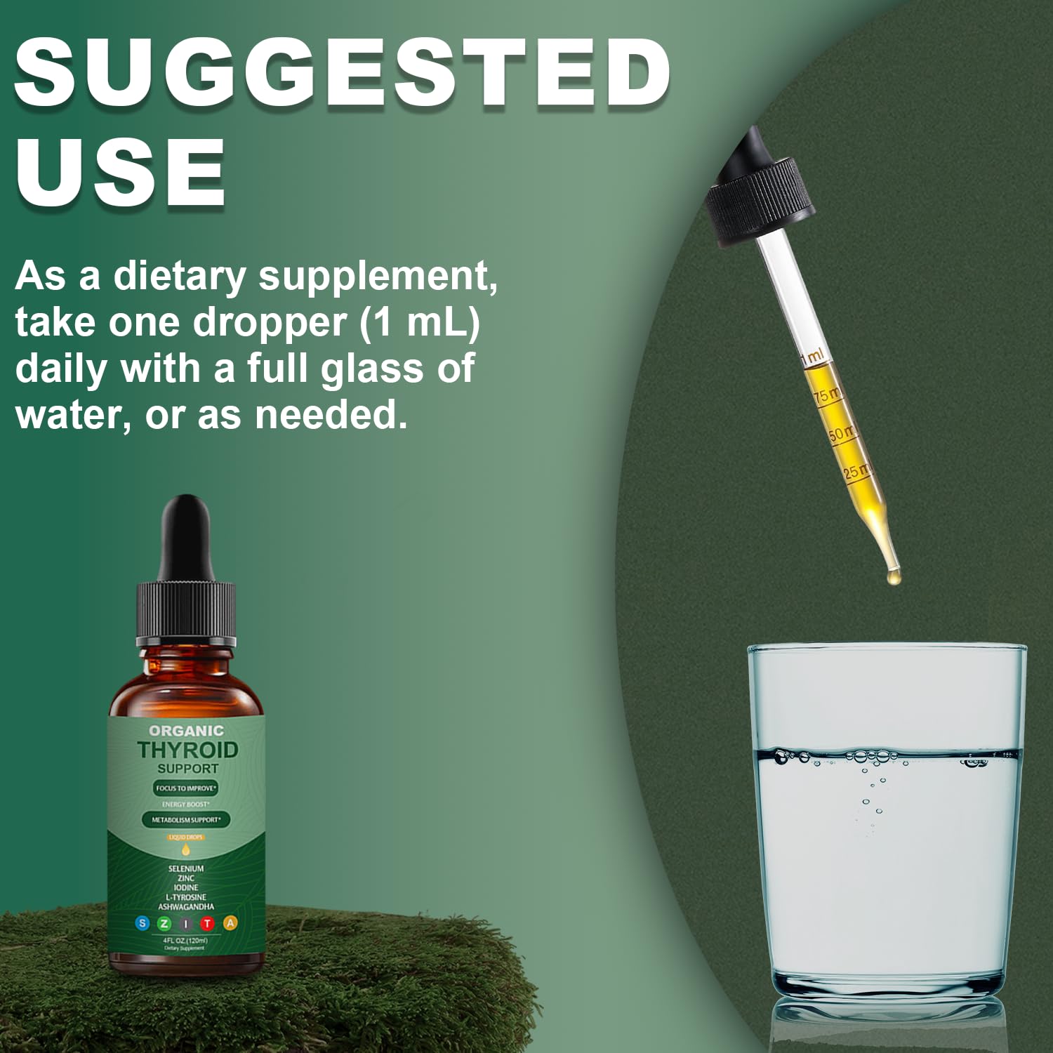 Graclin thyroid support liquid drops glass bottle conveys premium, clean wellness.