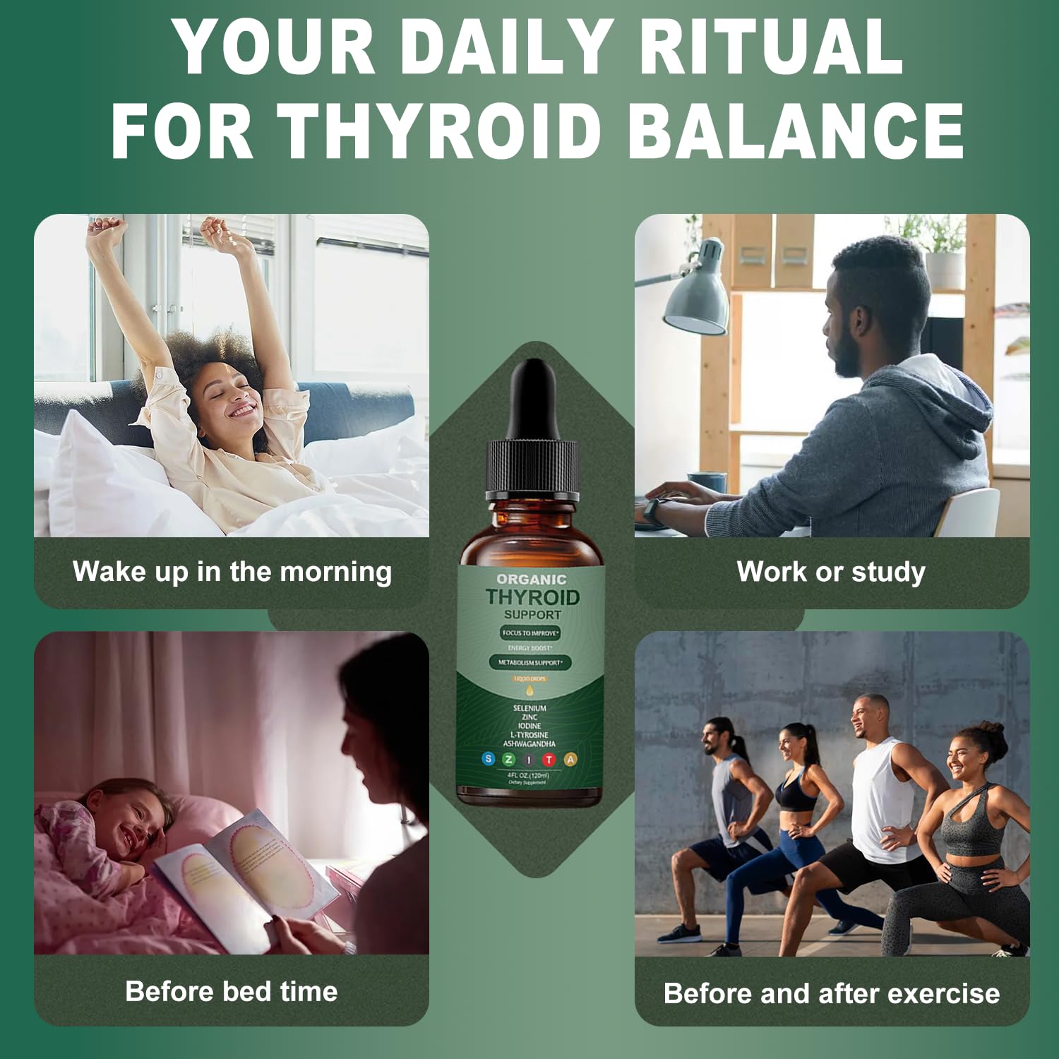 Graclin thyroid support liquid drops packaging presents a compact 4 oz everyday use bottle.