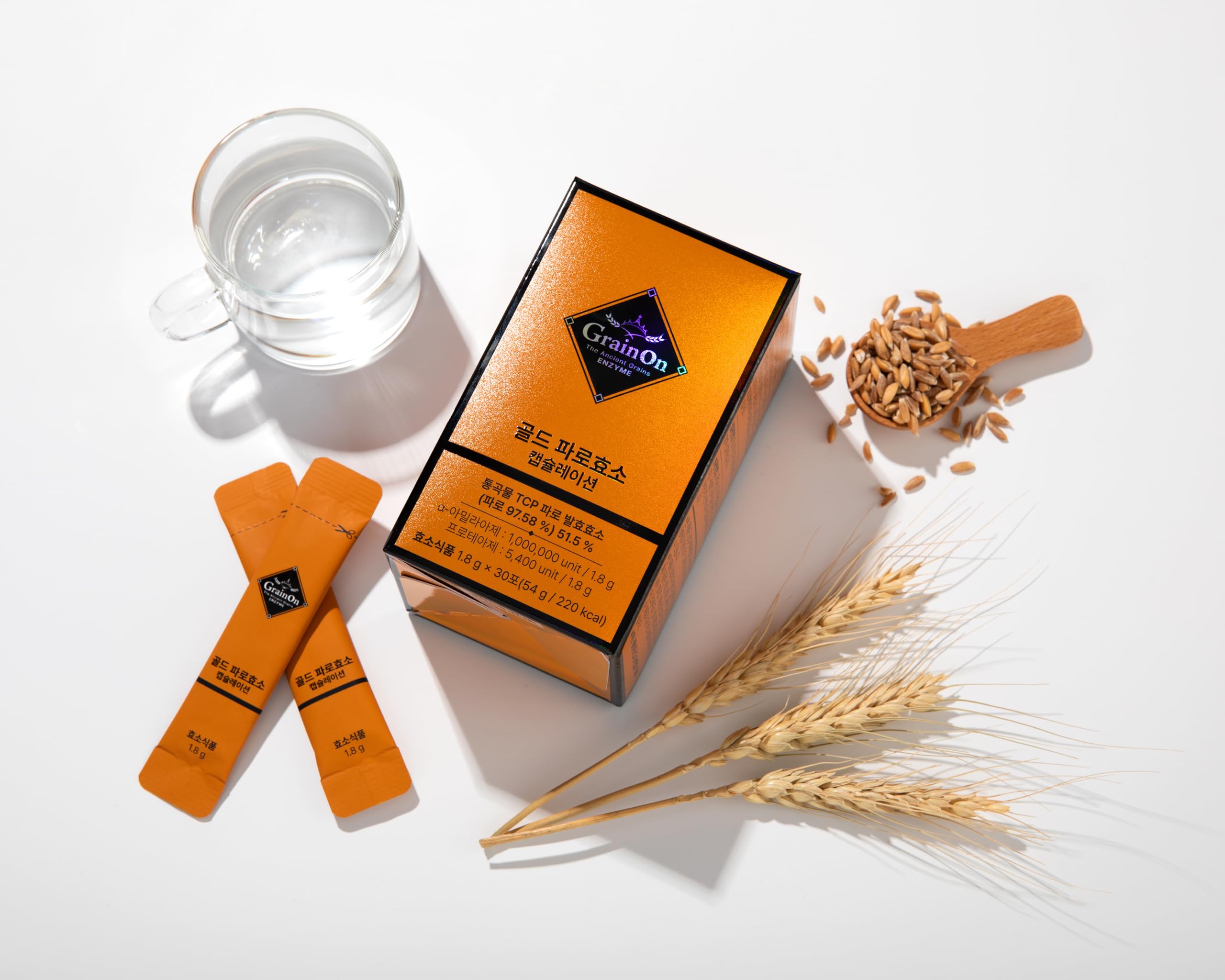GRAINON Gold Farro enzyme sticks individually wrapped for convenient hydration and dosing