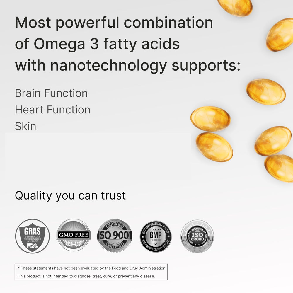 Granagard Nano Omega-3 softgels with smooth swallow and no aftertaste.