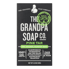 Grandpa's Pine Tar Soap bar front view for daily cleansing and skin care.