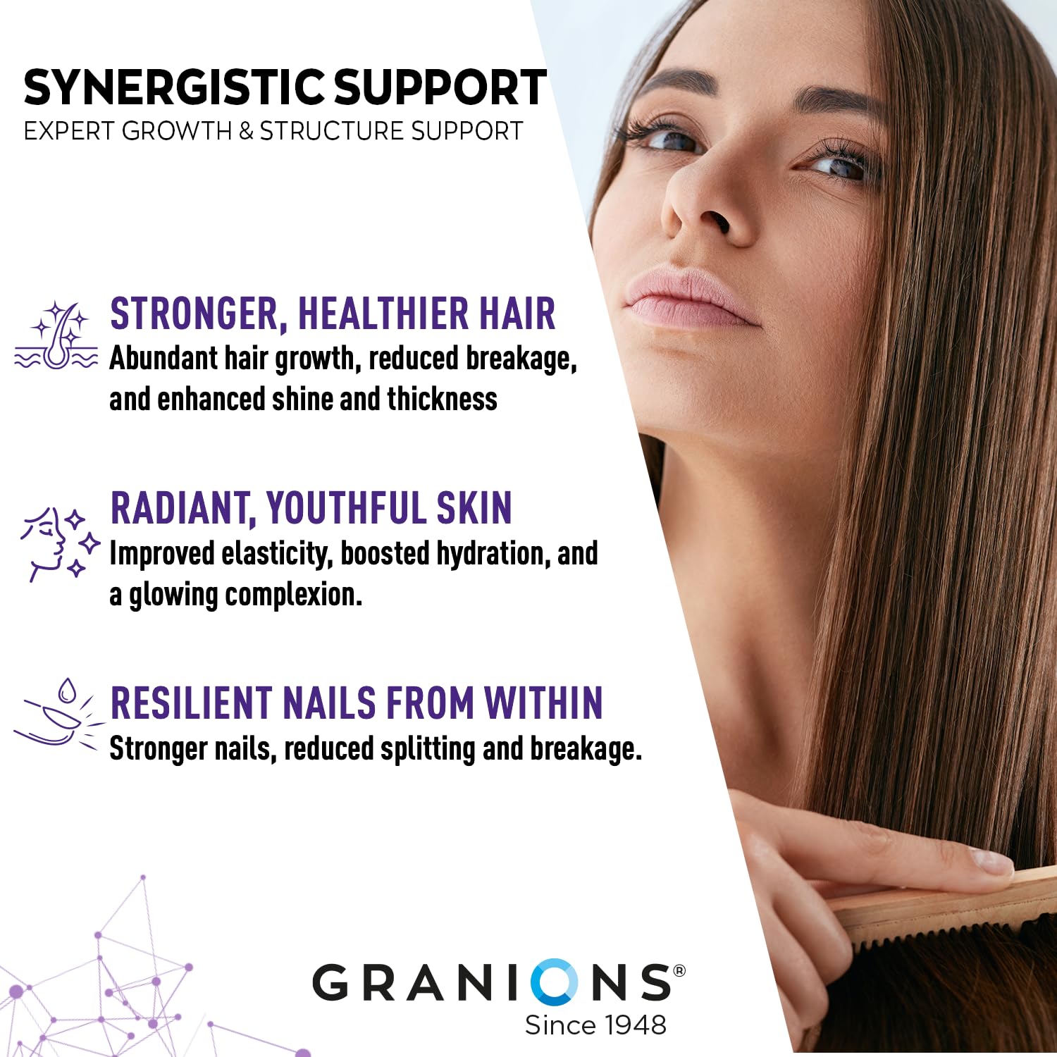 Granions bottle view emphasizes convenient daily supplementation.