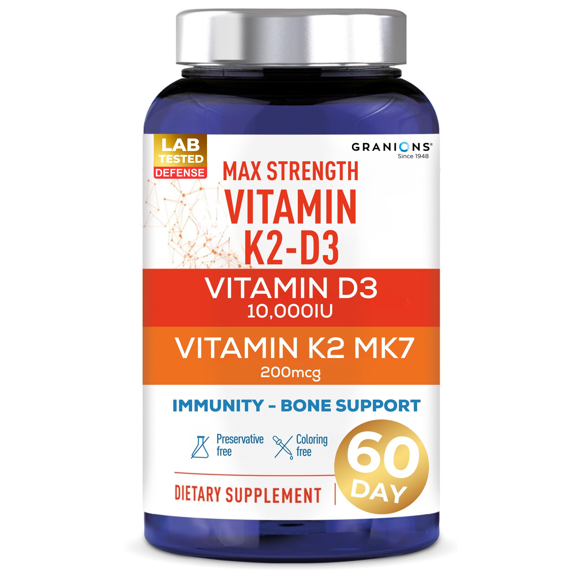 Granions D3 K2 daily supplement for calcium balance and long-term bone wellness