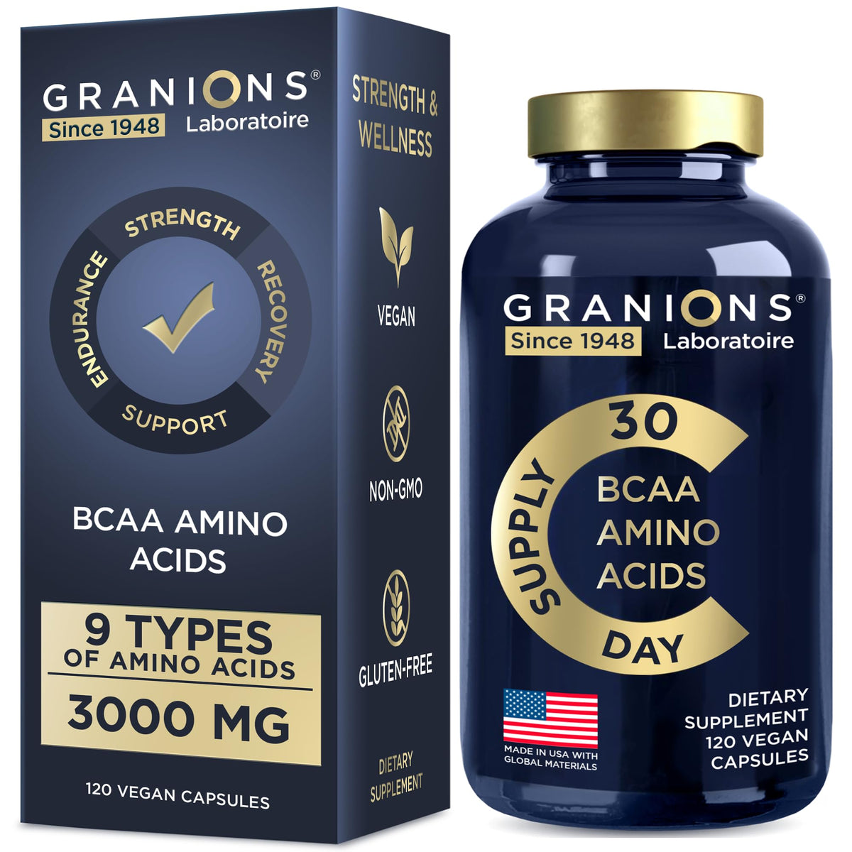 Granions Essential Amino Acids vegan capsules support balanced daily nutrition.