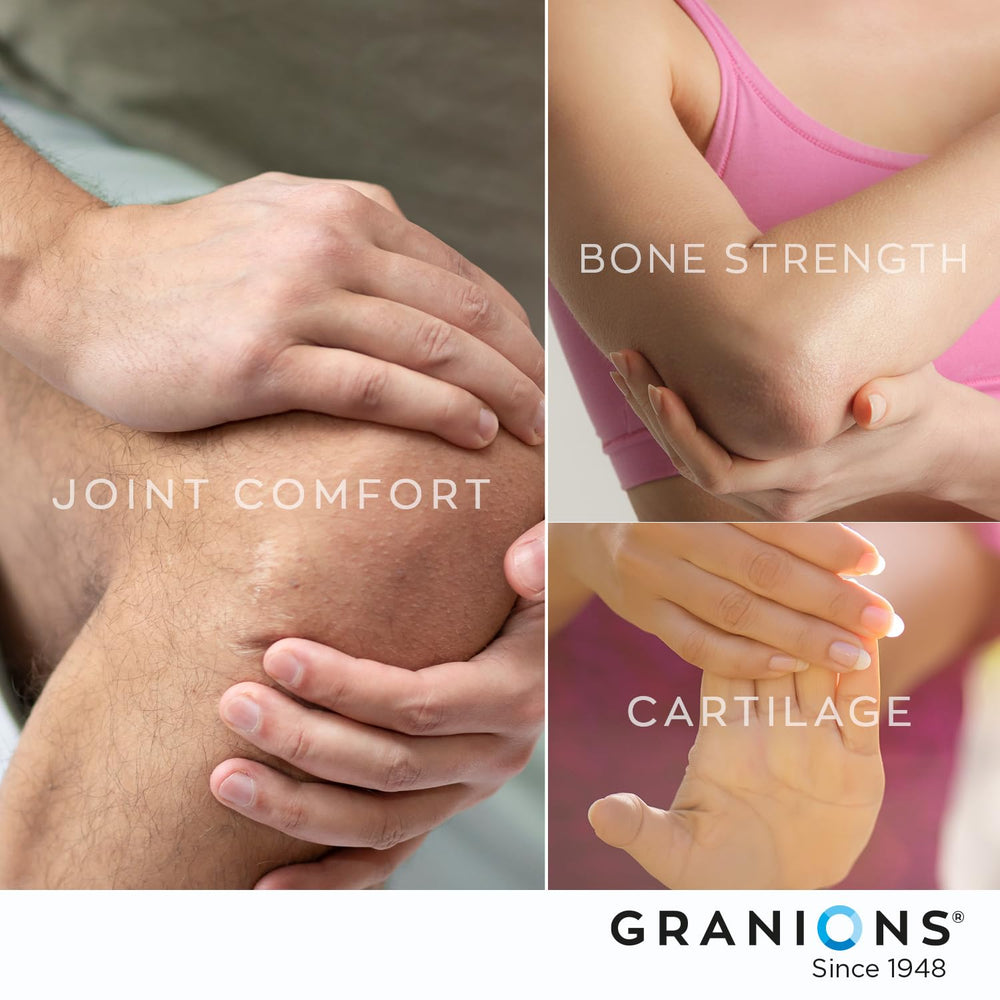 Granions Glucosamine Chondroitin MSM Powder dissolving in water for smooth texture.