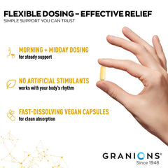 Granions Himalayan shilajit capsules packet scene emphasizing premium origin.