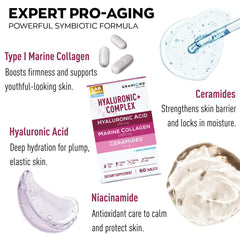 Granions Hyaluronic Acid Supplements 200mg pour showing easy daily dosing for skin hydration.