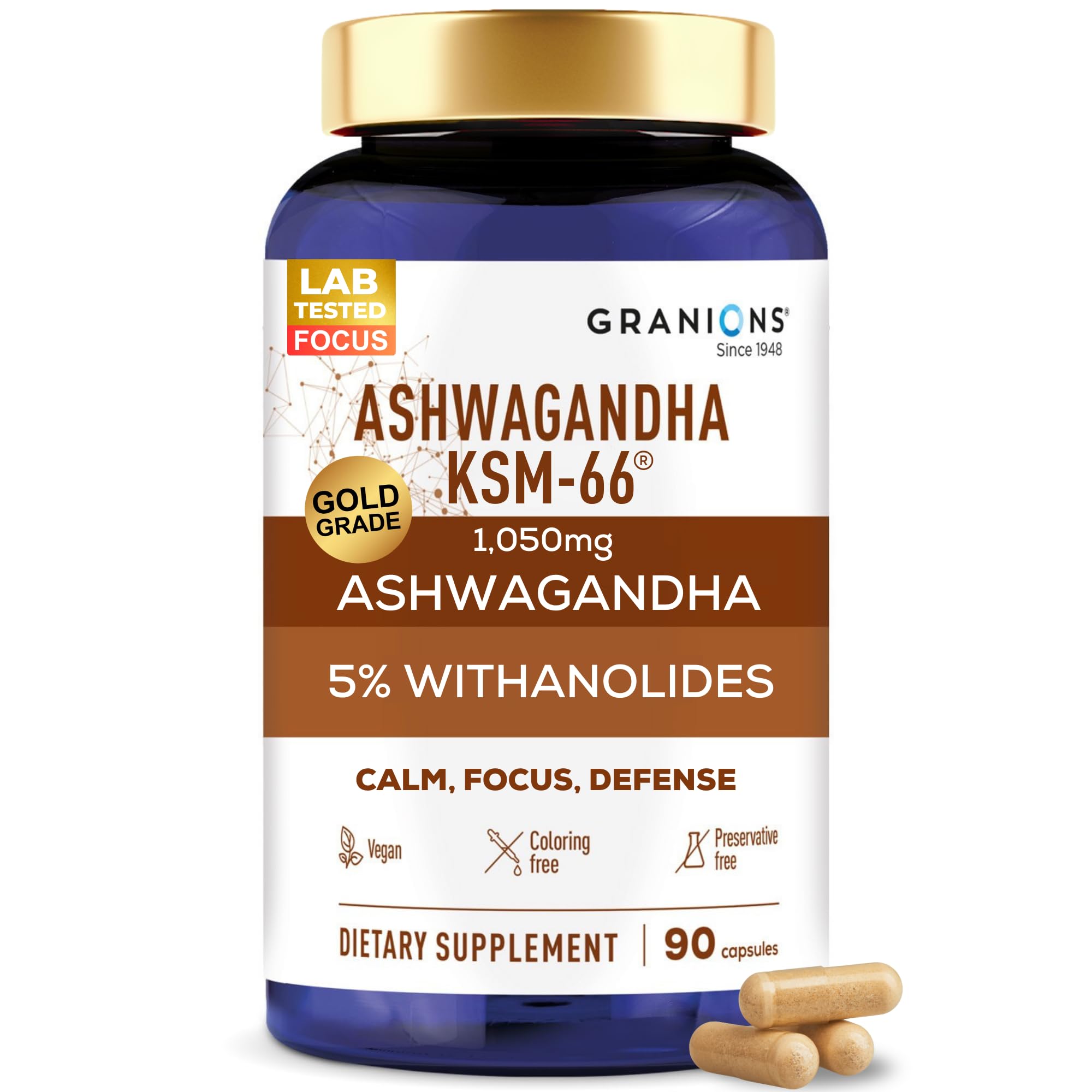 Granions KSM66 Ashwagandha bottle for daily focus support