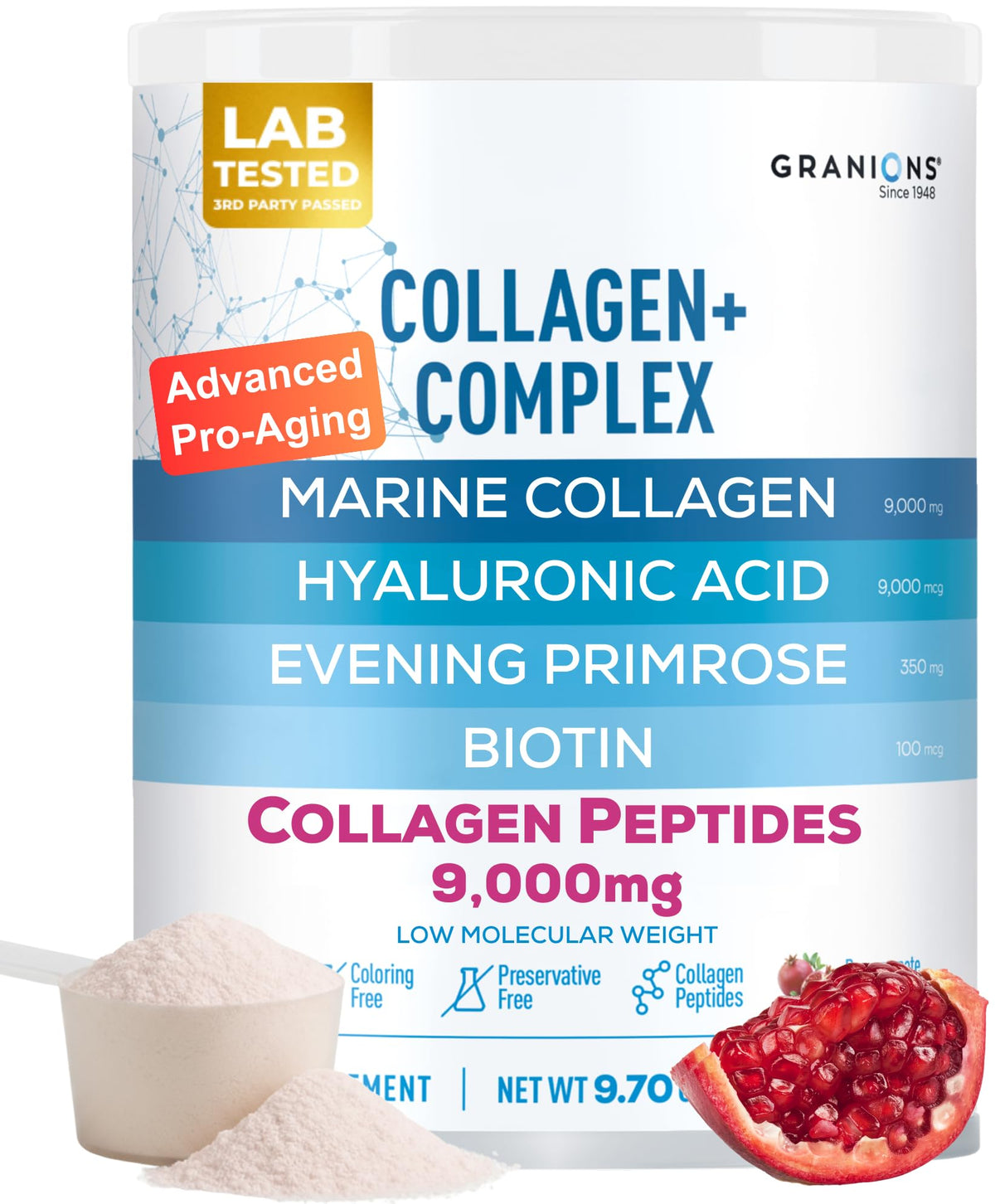 Granions Marine Collagen bottle highlights premium beauty support for hair, skin, and nails.