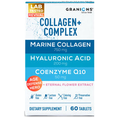 Granions Marine Collagen Pills bottle close-up showing hydration support for supple skin