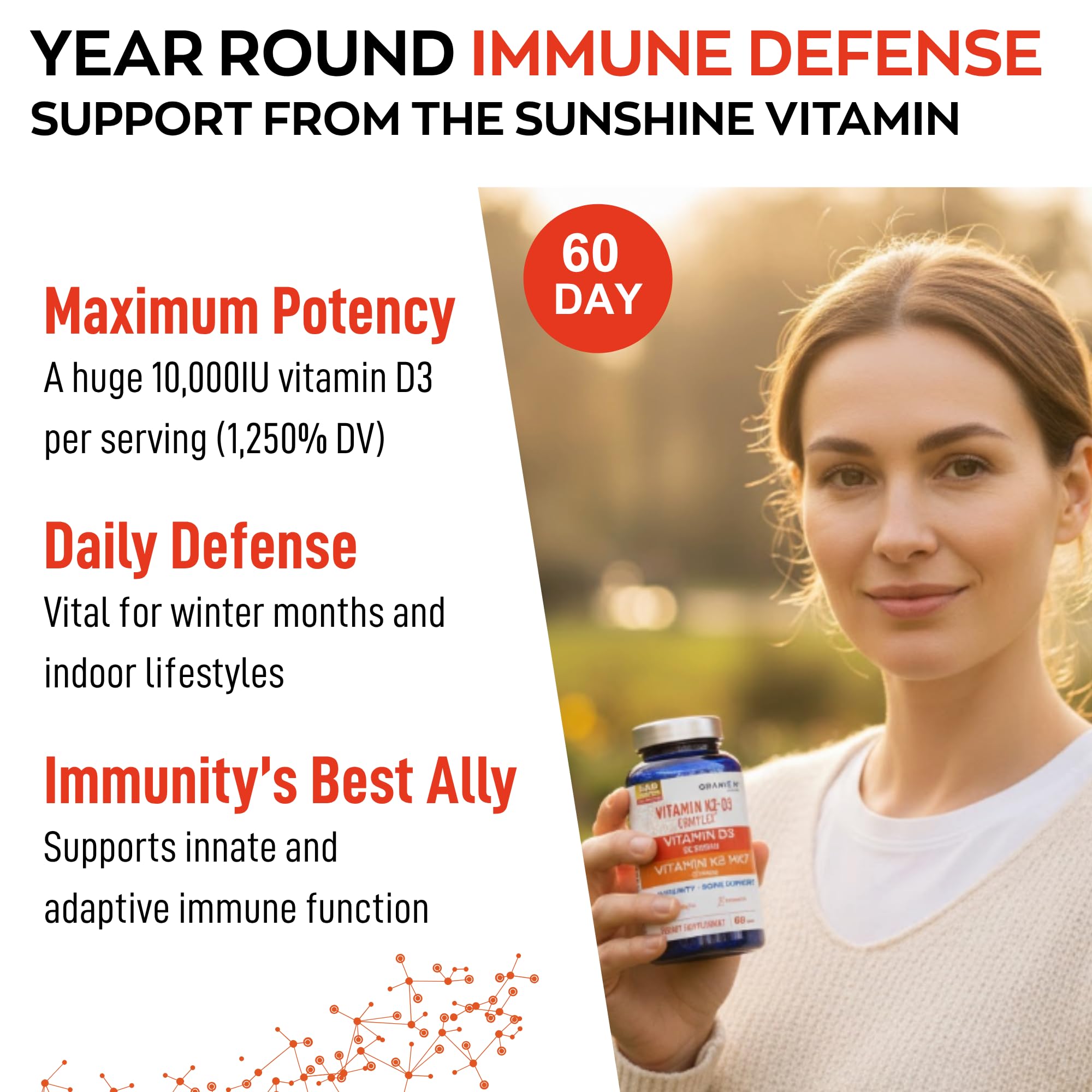 Granions D3 K2 capsules ready for daily immune and bone support