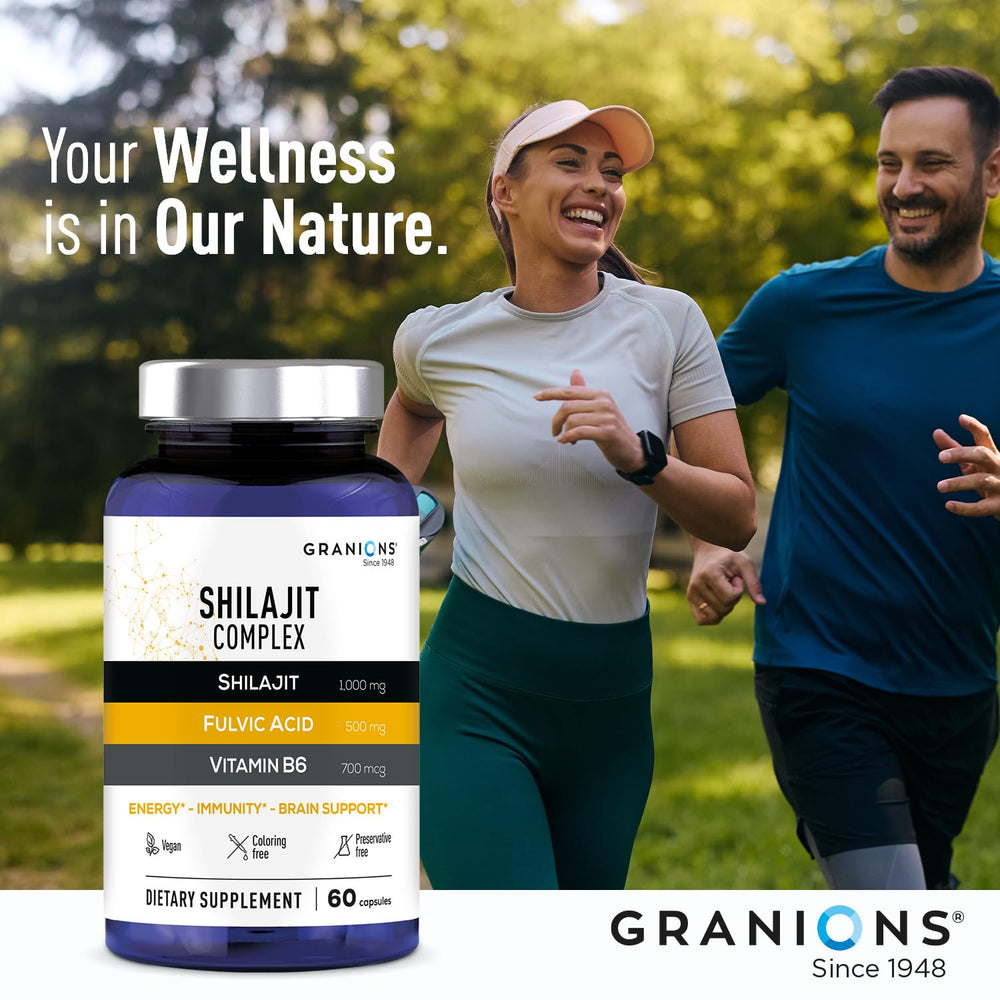 Granions vegan gluten-free shilajit capsules with clean formula.