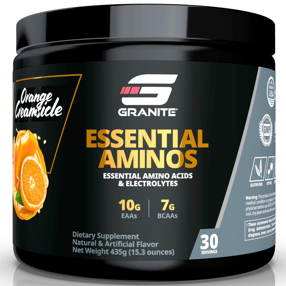 Granite Essentials Orange Creamsicle bottle boosts recovery and flavor during workouts.