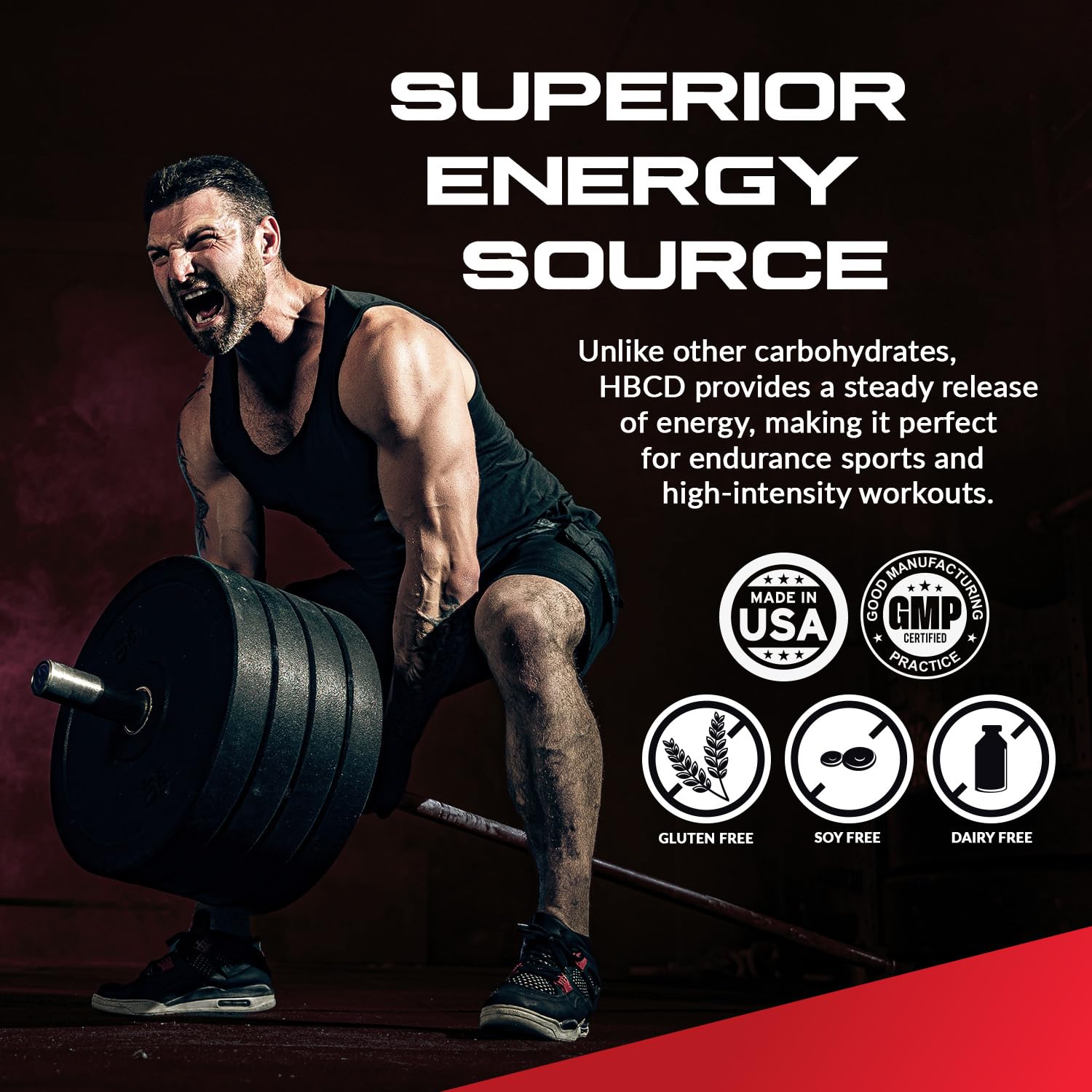 Granite Supplements HBCD powder measuring scoop ready for post-workout glycogen support.