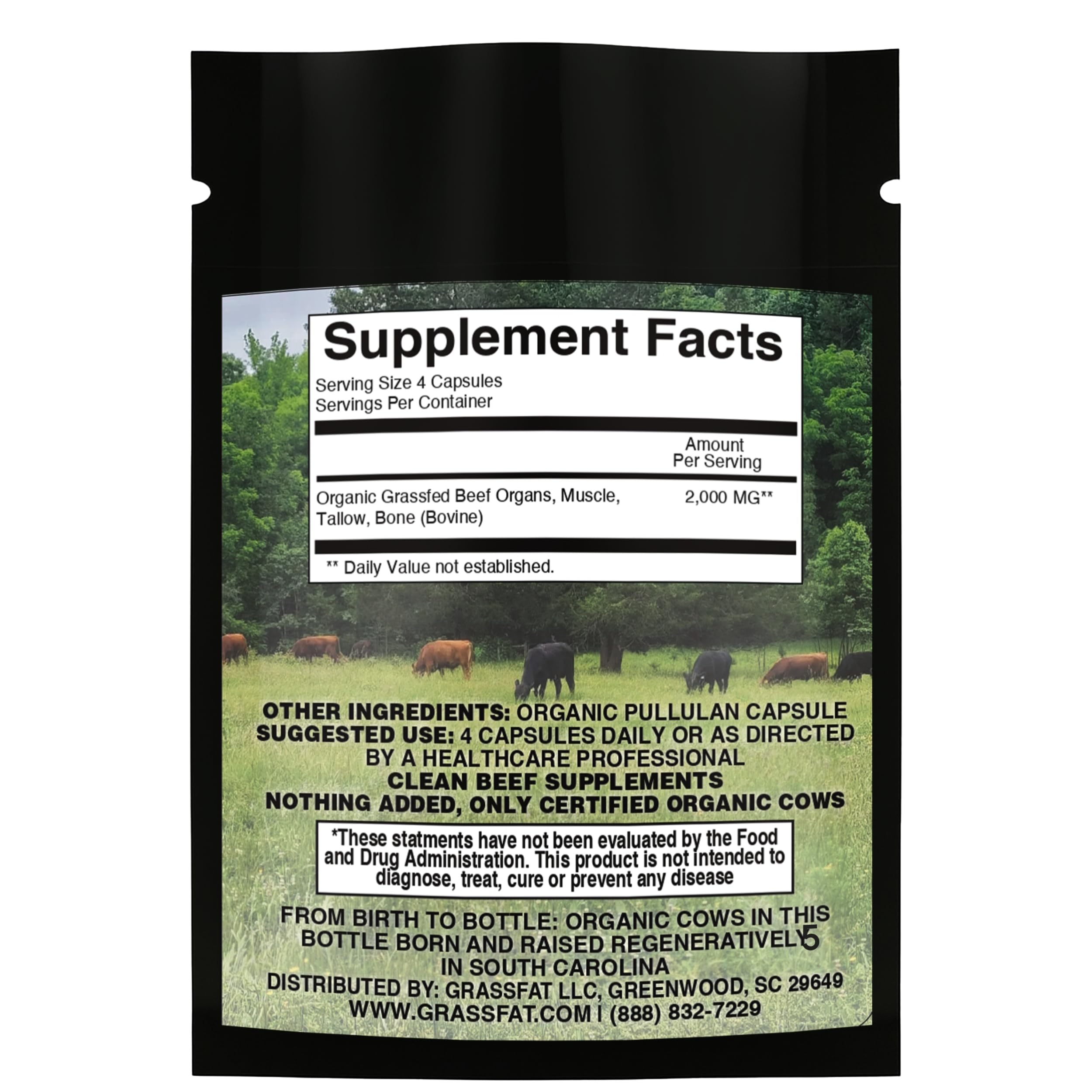 Grassfat capsule packaging front showing premium branding and trial-size format.