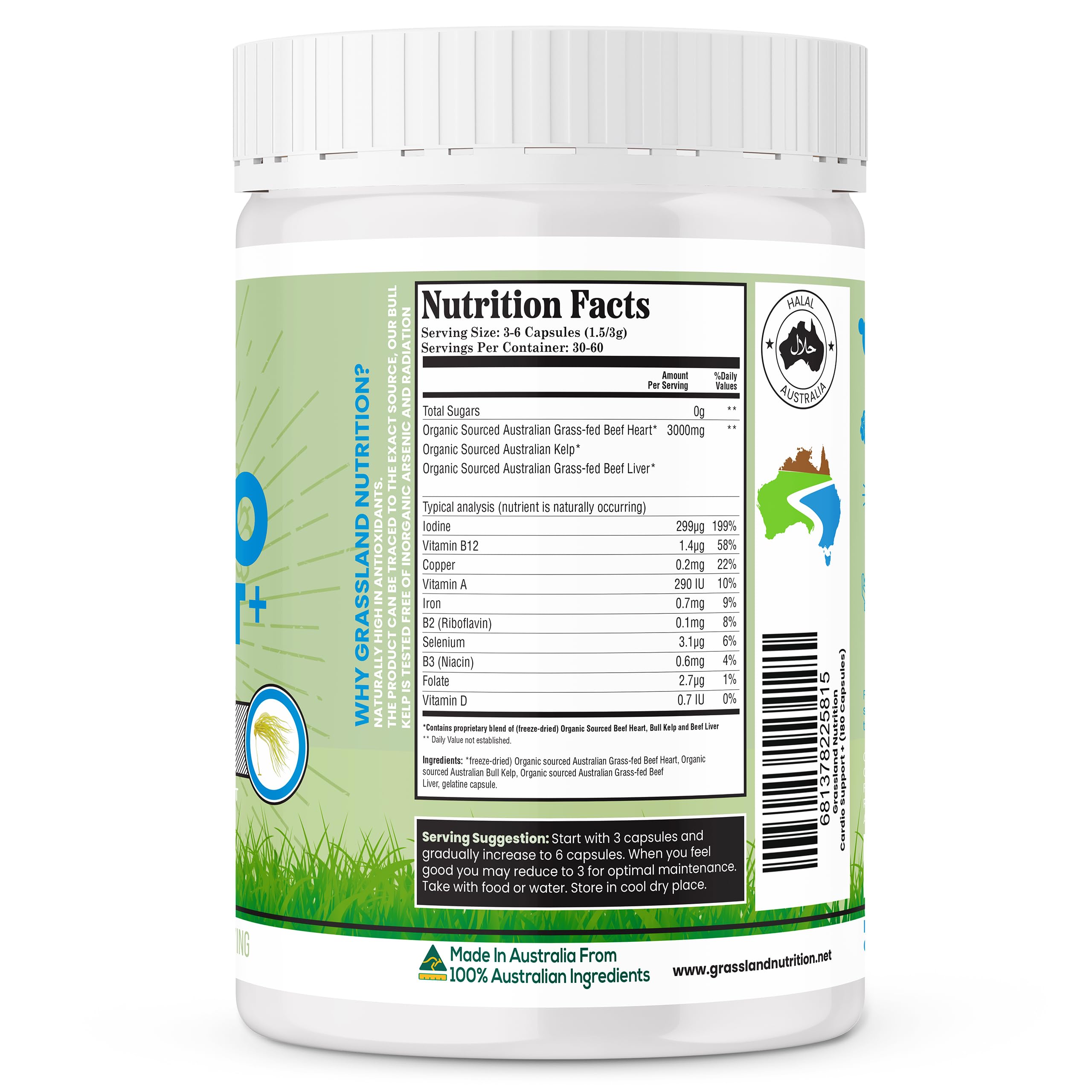 Grassland Nutrition Cardio Support beef liver image shows B12 and iron for daily vitality