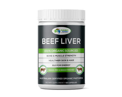Grassland Nutrition Grass Fed Beef Liver bottle front, convenient energy-supporting supplement.