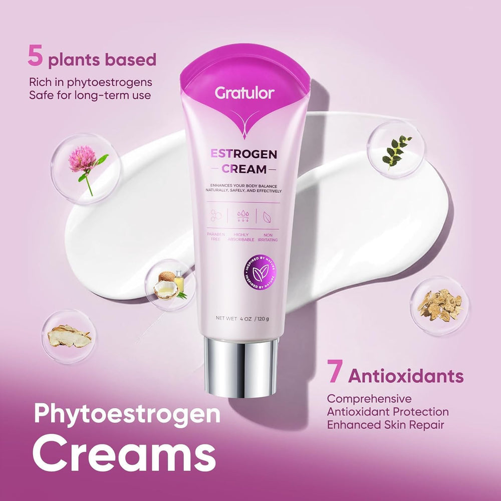 Gratulor Estrogen Cream wild yam ingredient closeup signals natural phytoestrogen blend