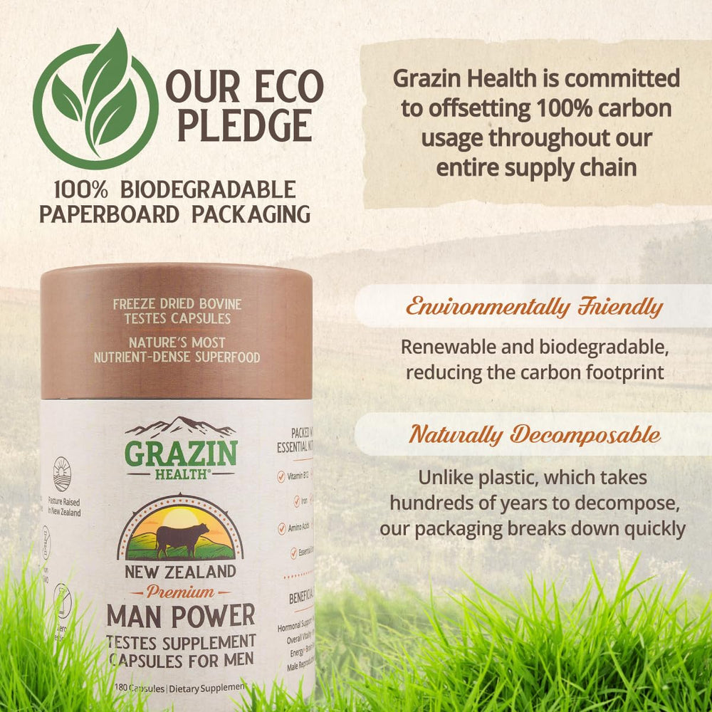 GRAZIN HEALTH capsules in hand show convenient daily dosage for energy.