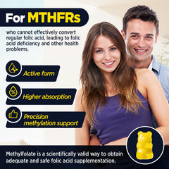GREABBY L Methylfolate Gummies two-gummy daily serving on counter.