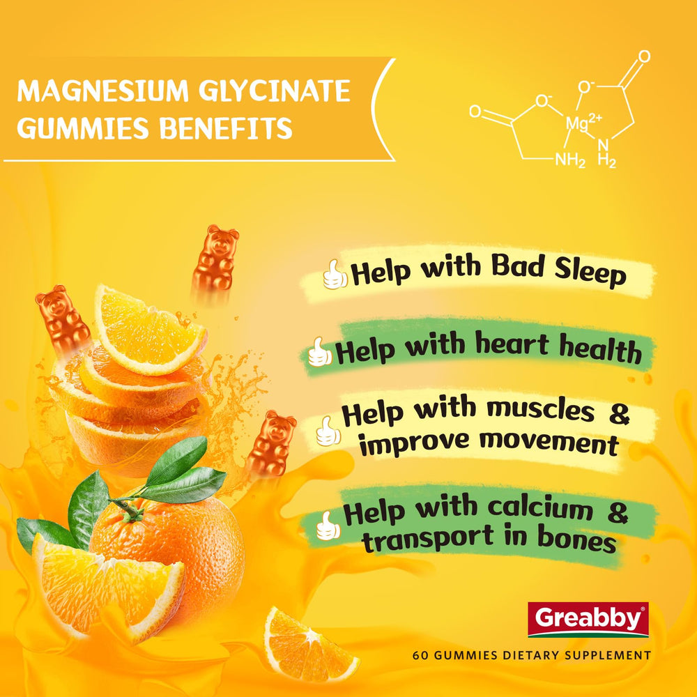 GREABBY Magnesium Glycinate Gummies kids version with 150 mg per gummy for gentle daily support.