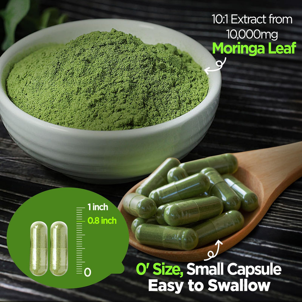 GREABBY Moringa capsules label closeup with ingredient details for transparency