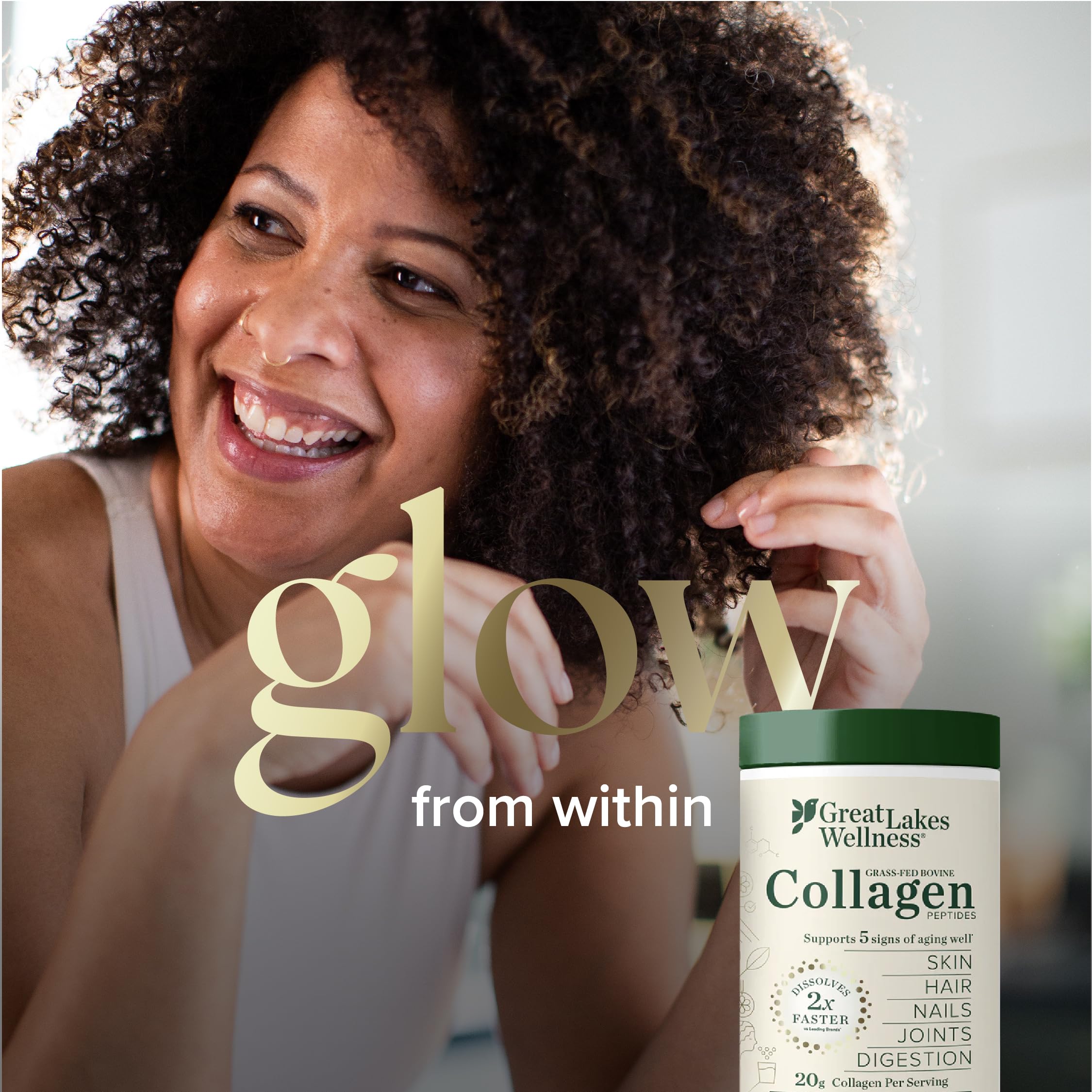 Great Lakes Wellness collagen peptides dissolving in coffee for a smooth blend
