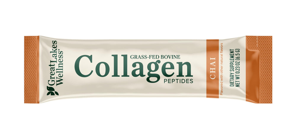 Great Lakes Wellness Collagen Peptides label highlighting Non-GMO and Kosher quality