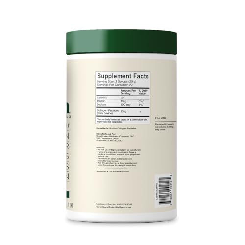 Close-up of Great Lakes Wellness collagen peptides powder for versatile blending