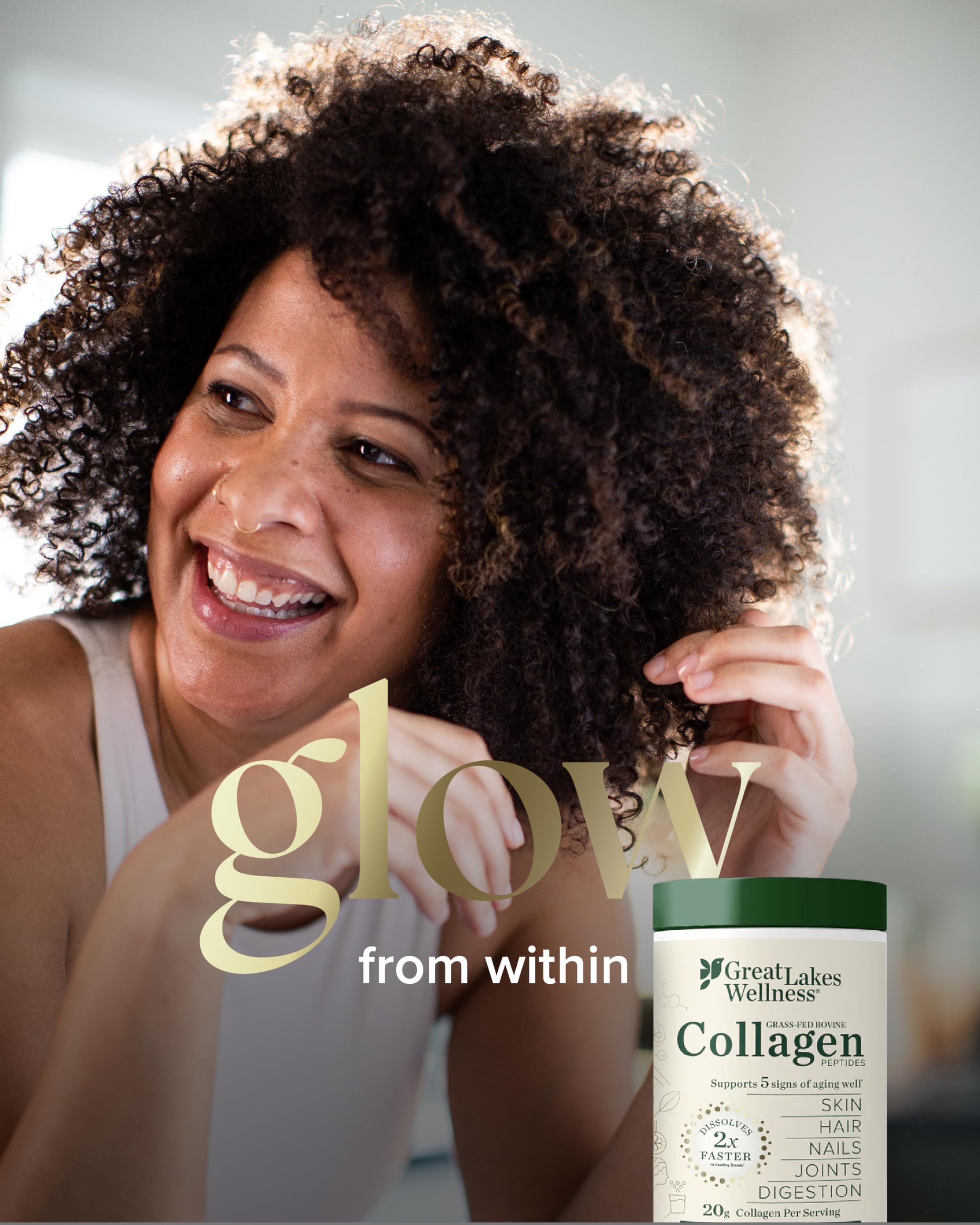 Great Lakes Wellness Collagen Peptides blended into a smoothie for convenient daily support