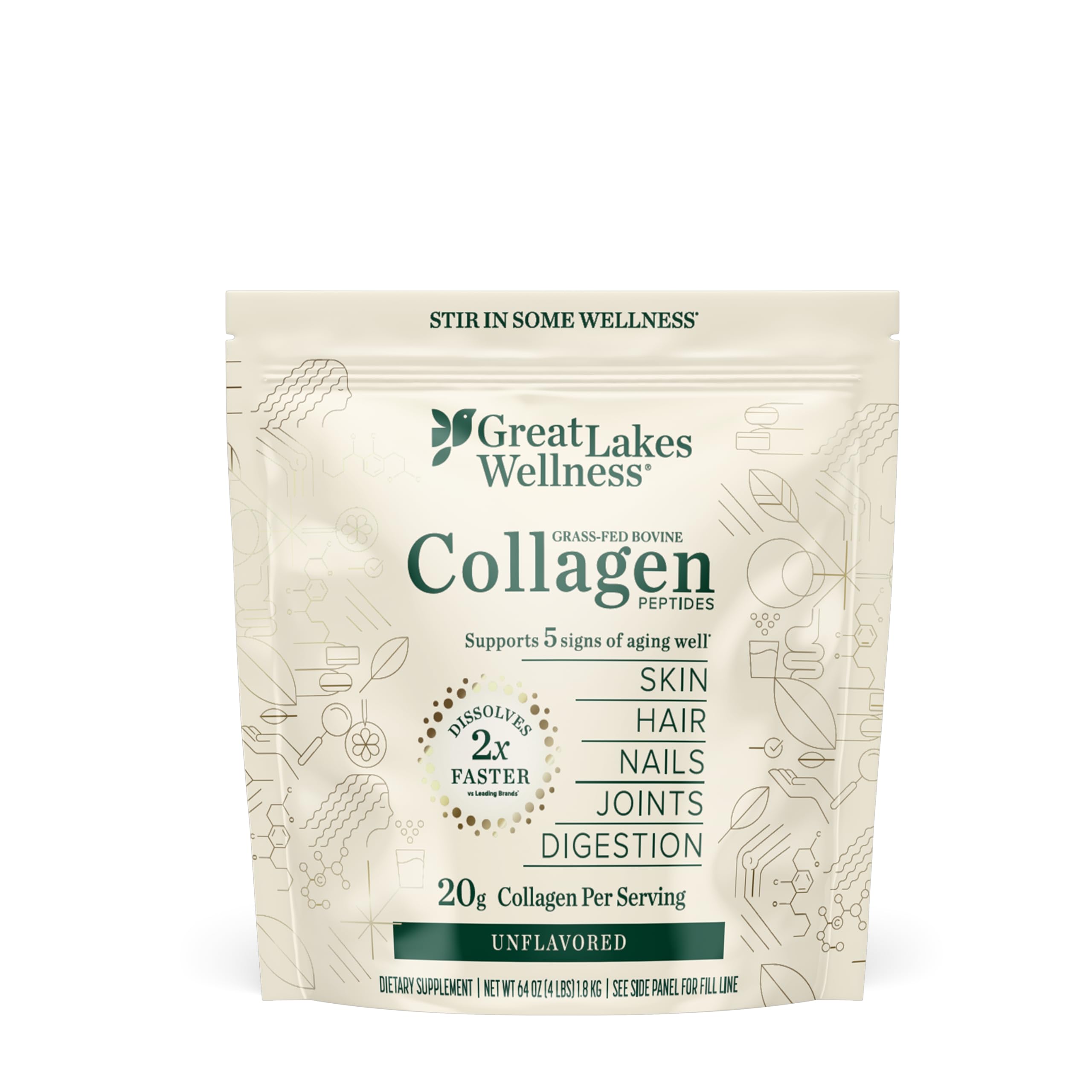 Great Lakes Wellness collagen peptides tub ready for daily use in your routine