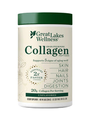 Great Lakes Wellness Collagen Peptides bottle, unflavored, daily beauty and joint support.