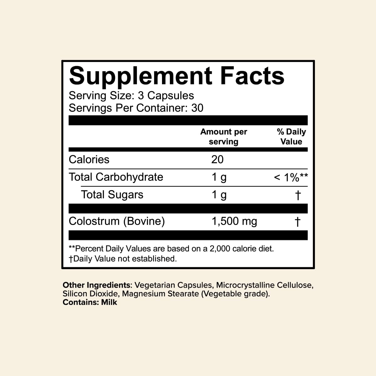 Great Lakes Wellness Colostrum ingredients panel noting non-GMO and grass-fed sourcing
