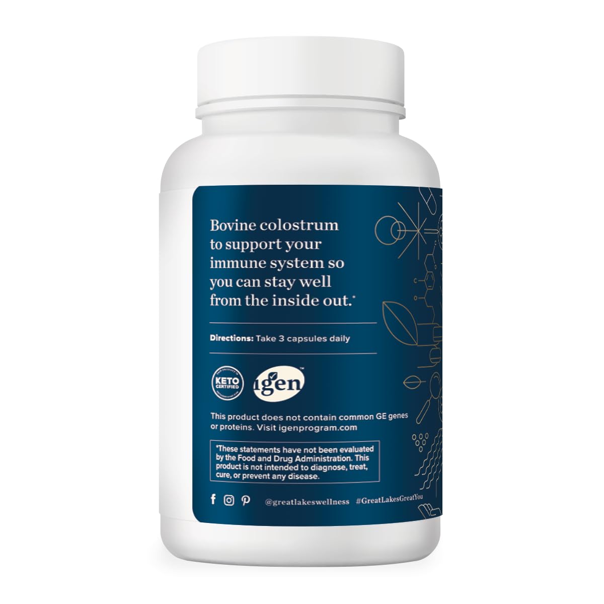 Great Lakes Wellness Colostrum packaging displayed for convenient daily use