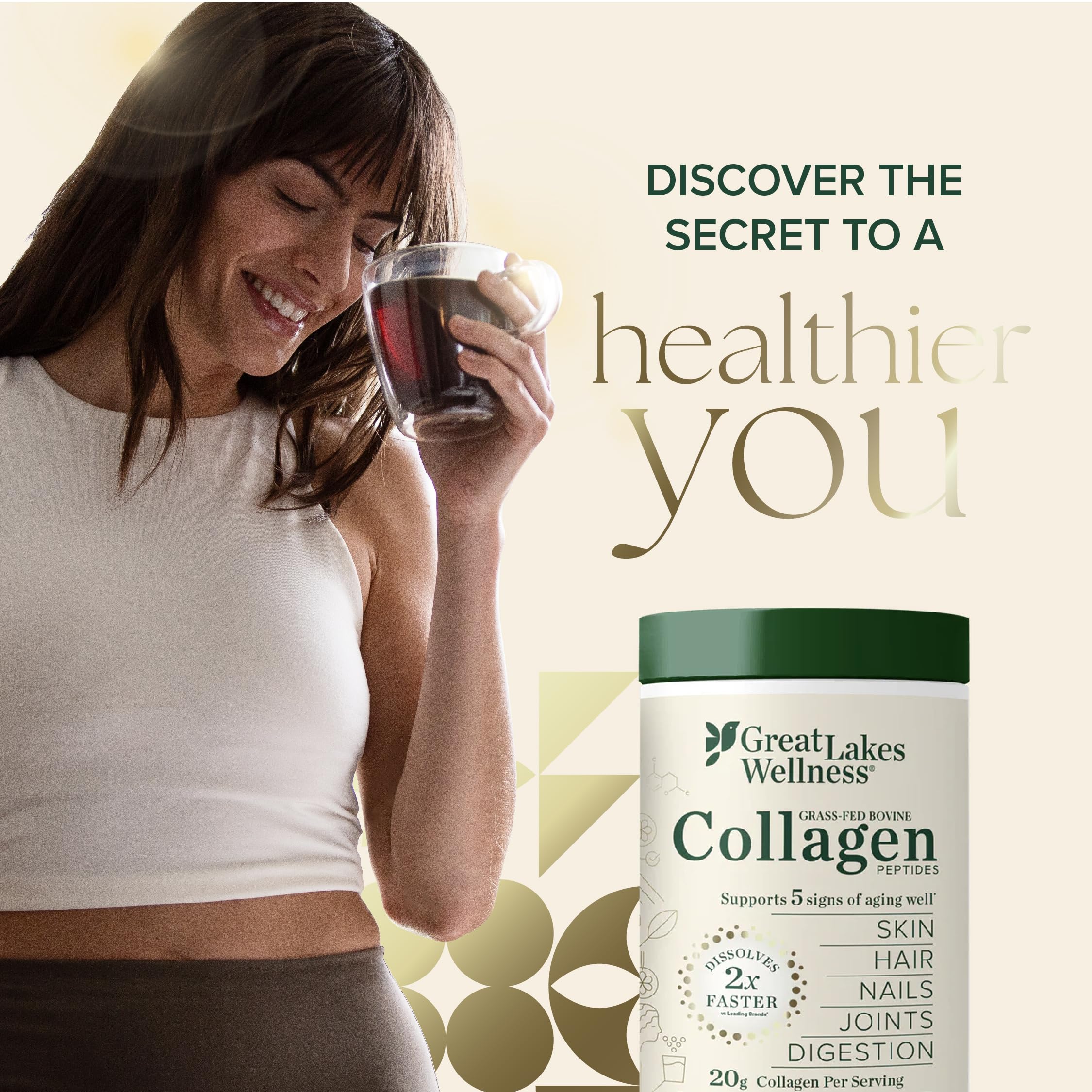 Great Lakes Wellness glyphosate-free collagen powder for versatile use.