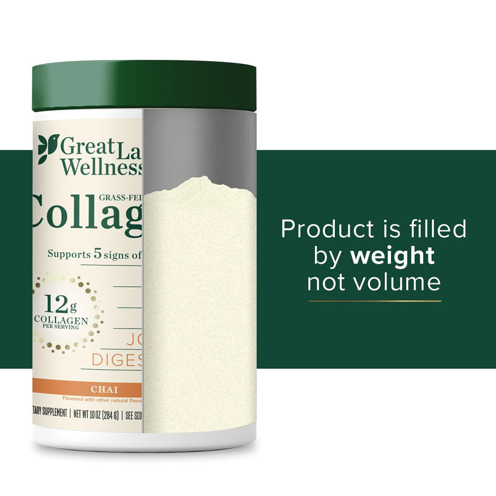 Great Lakes Wellness bottle-friendly collagen powder with no preservatives.