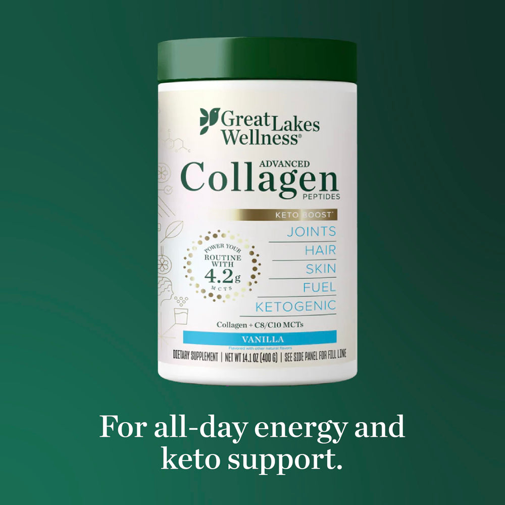 Great Lakes Wellness Keto Boost non-GMO tested ingredients for mindful nutrition.