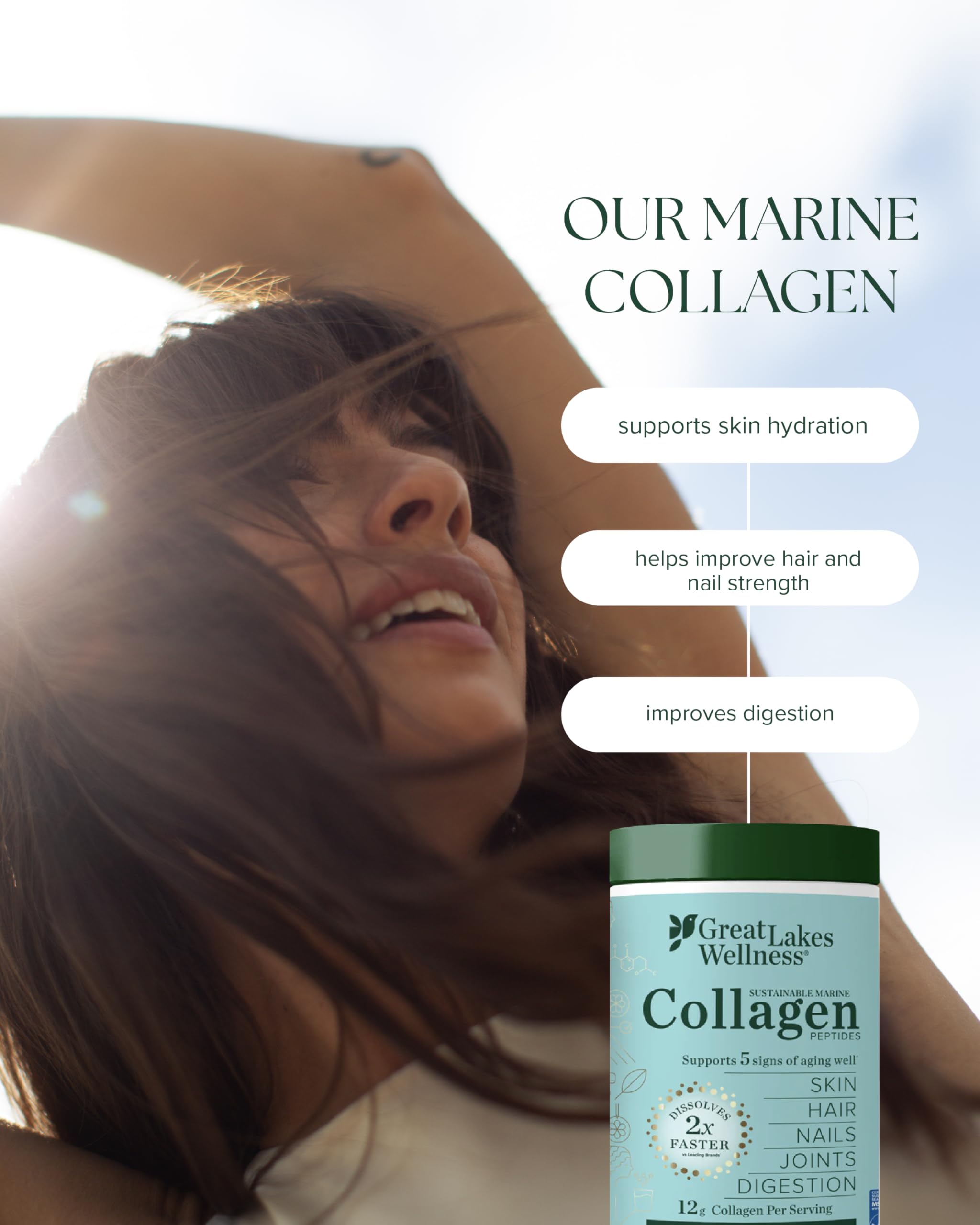 18 amino acids in Great Lakes Wellness marine collagen for balanced nutrition