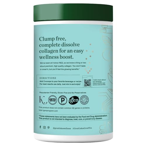 Great Lakes Wellness marine collagen scoop in smoothie, highlighting easy daily consumption.