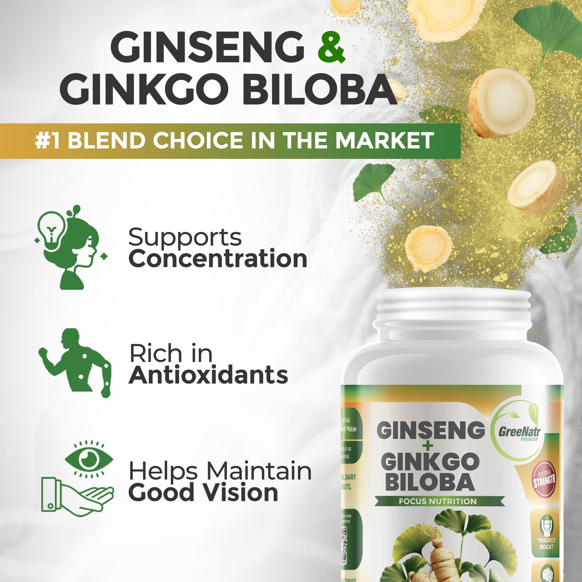 GreeNatr Panax Ginseng tablets show energy support without jitters.