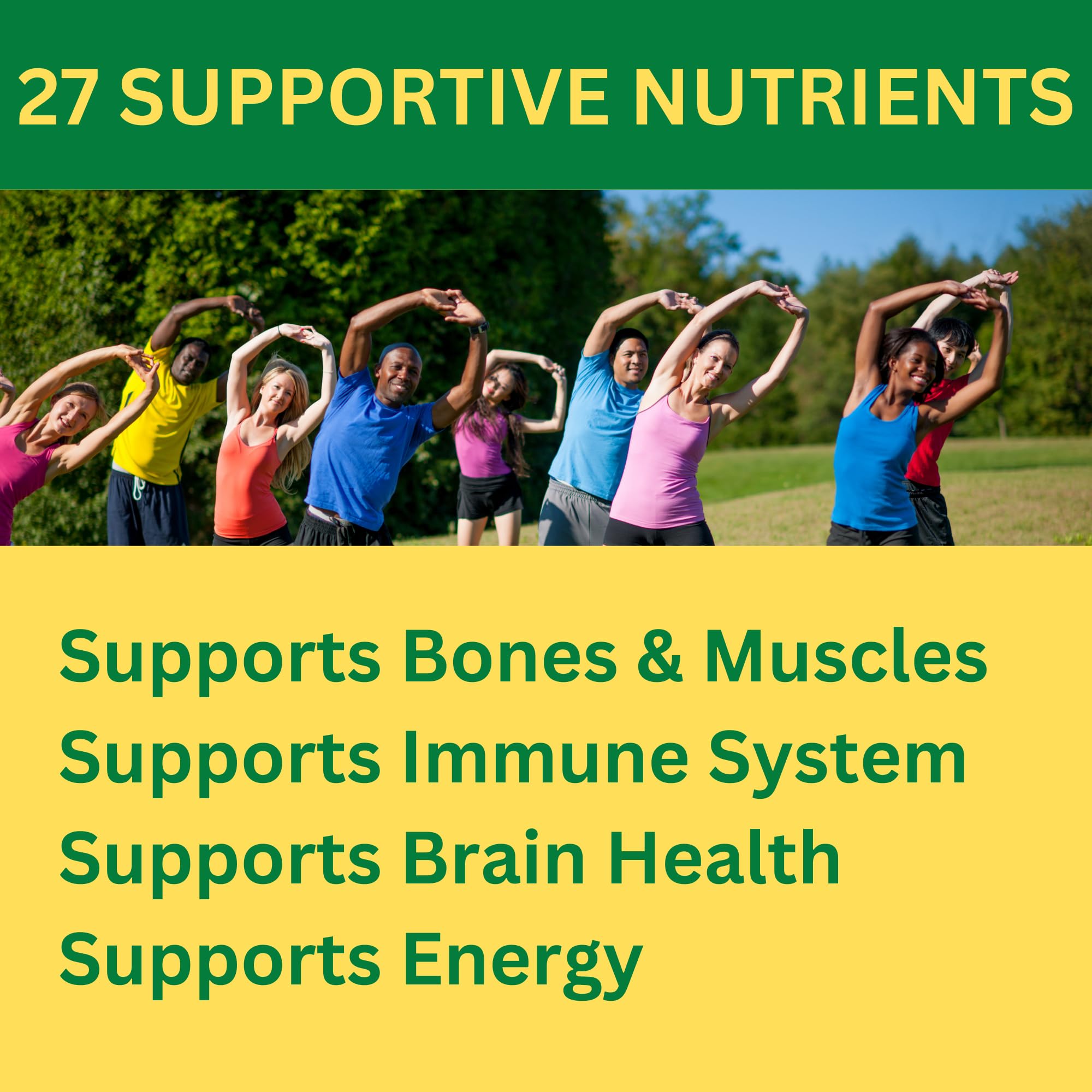 Green Field Nutritions halal multivitamins bottle back showing ingredients.